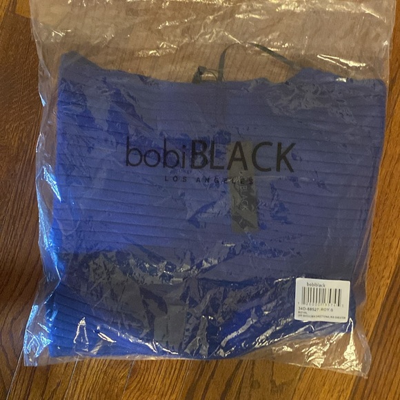 Bobi Black royal blue off shoulder directional rib sweater size small - Picture 5 of 6
